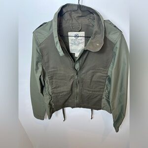 Lucky Brand Women’s Olive Green Military Utility Jacket Mixed Media Size M
